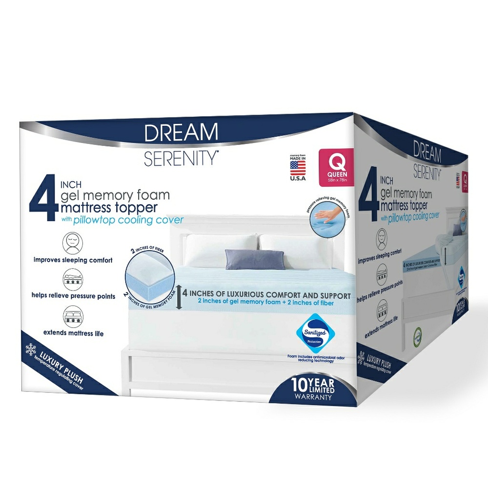 4" gel memory foam bed tooper
